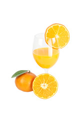 Mandarin oranges and glass isolated.