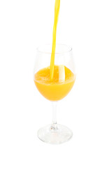 Glass with oranges juice isolated.
