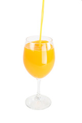 Glass with oranges juice isolated.