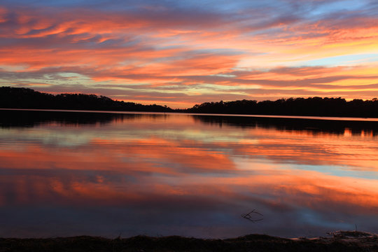 Sunrise Reflections at Narrabeen lakes Australia