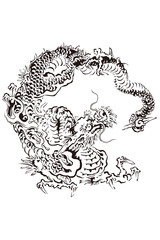 Naklejka premium Myoshinji Unryu image Ilustracja smoka w Happo