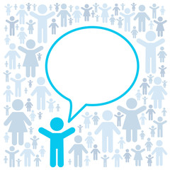 People pictogram with speech bubble