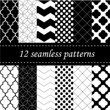 Twelve seamless geometric patterns