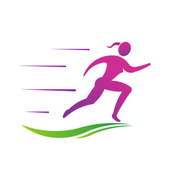 Woman running fast. Sport fitness Vector