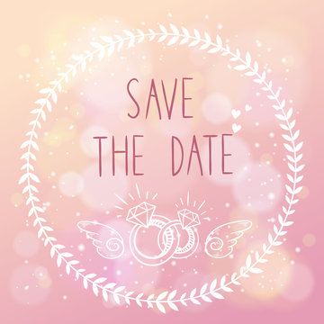 Save the date elegant wedding card with floral elements