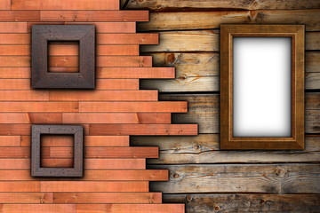 abstract wood backdrop with frames
