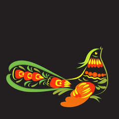 Bird khokhloma on a black background?