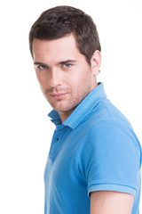 Obraz premium Portrait of handsome man in in blue shirt.