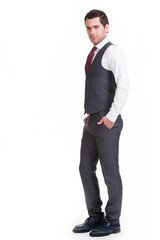 Portrait of businessman in gray suit.