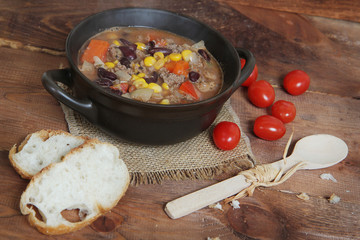 Traditional Hungarian hot goulash soup
