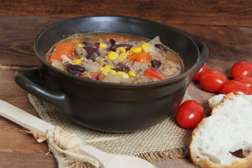 Traditional Hungarian hot goulash soup
