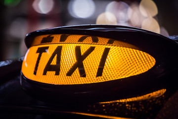Closeup of Taxi sign in Scotland