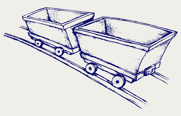 Mining cart. Doodle style