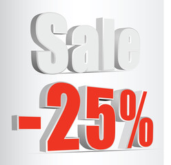 Vector 3D rendering of a 25 percent. Vector. red