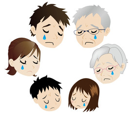 悲しむ三世代家族
