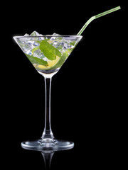 Cocktail mojito on a black