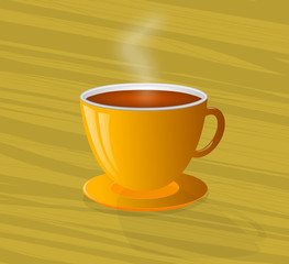 Steaming Hot Coffee in a Yellow Cup