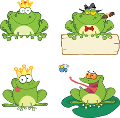 Happy Frogs Cartoon Characters 1. Set Collection