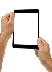 Holding Digital Tablet Computer With Copy Space