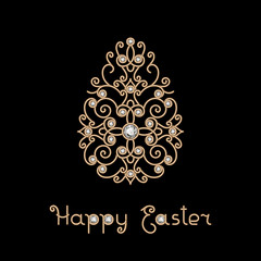 Easter gold egg on black