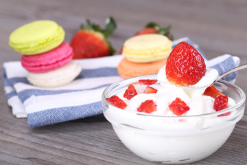 strawberry dessert with yogurt