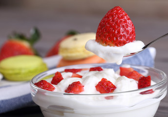 strawberry dessert with yogurt