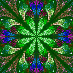 Naklejki  Multicolor beautiful fractal in stained glass window style.