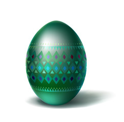 Easter egg with multi-colored geometric ornament