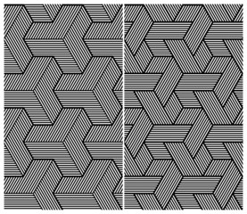 Set of Two B&W Seamless Patterns. Abstract Elements