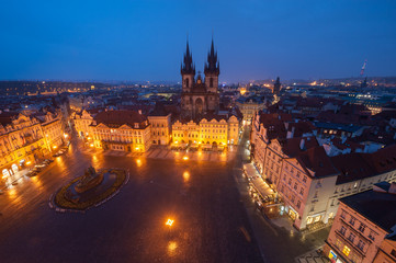 Fototapeta na wymiar A historic square in the Old Town quarter of Prague.