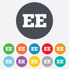 Estonian language sign icon. EE translation.