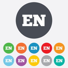 English language sign icon. EN translation.