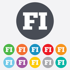 Finnish language sign icon. FI translation.