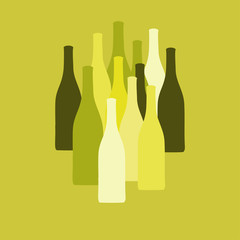 vector set of wine or vinegar bottles silhouettes
