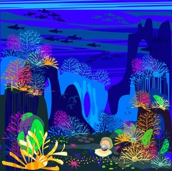 Obraz na płótnie Canvas Background with the underwater scenery