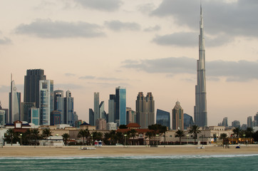 Naklejka premium Downtown of Dubai (United Arab Emirates). View from the beach