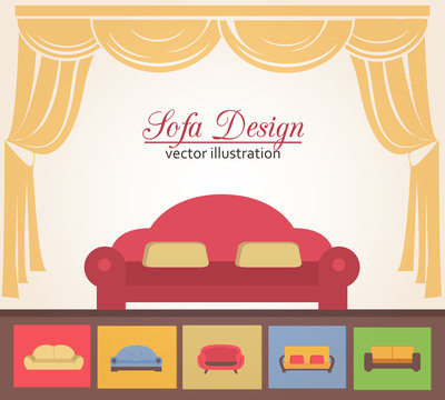 Sofa or couch design poster elements