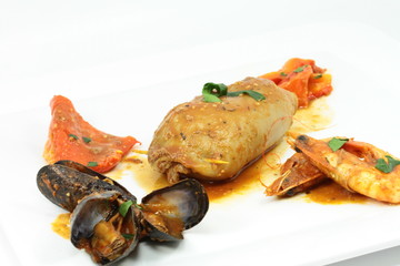 encornet farci et ses moules