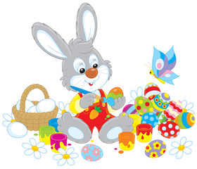 Little Bunny paints Easter eggs