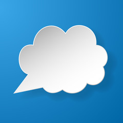 Abstract paper speech bubble on blue background