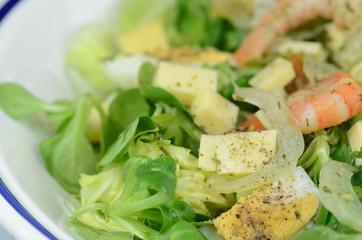 Eissalat mit Scampi