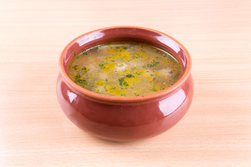 meatball soup in a bowl