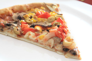 Vegetable pizza slice