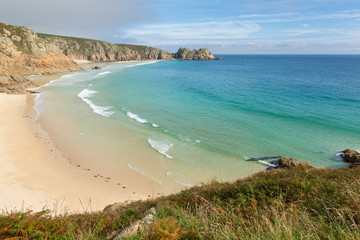 Autumn in Cornwall at Porthcurno beach