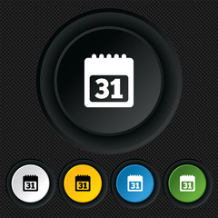 Calendar sign icon. 31 day month symbol.