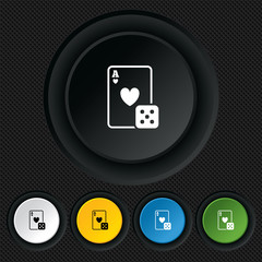 Casino sign icon. Playing card with dice symbol