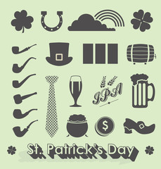 Fototapeta na wymiar Vector Set: St Patricks Day Icons and Symbols
