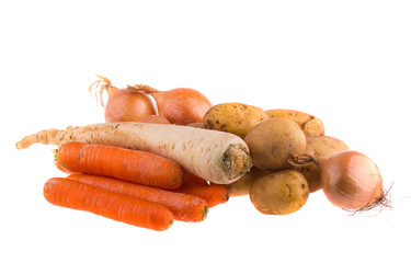 Vegetables on white background.