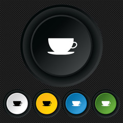 Coffee cup sign icon. Coffee button.