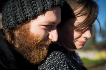 young couple in love lifestyle outdoor